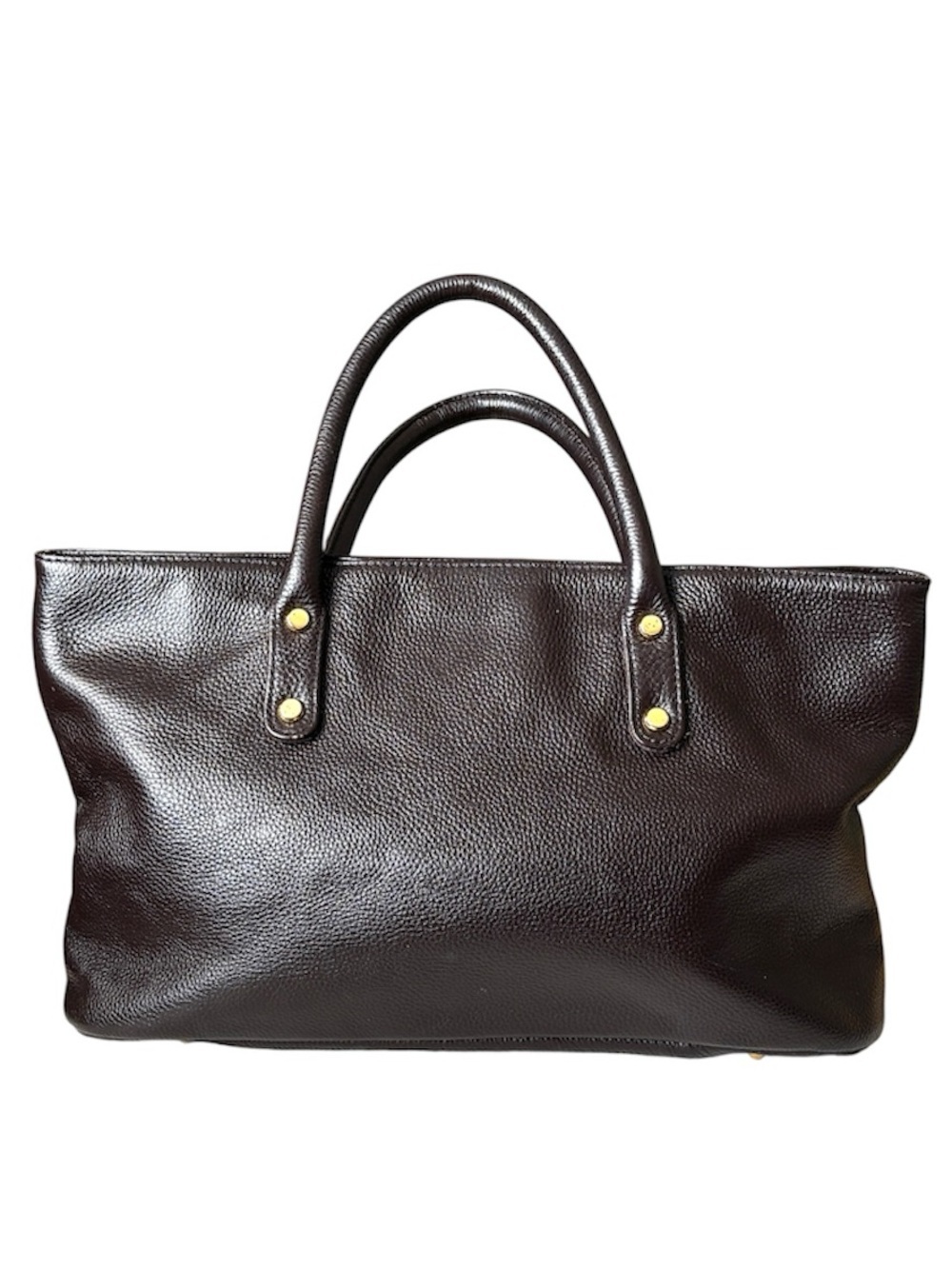Onna Ehrlich Pebbled Leather Tote | Chocolate Brown Work Bag | Quiet Luxury - Picture 5 of 14